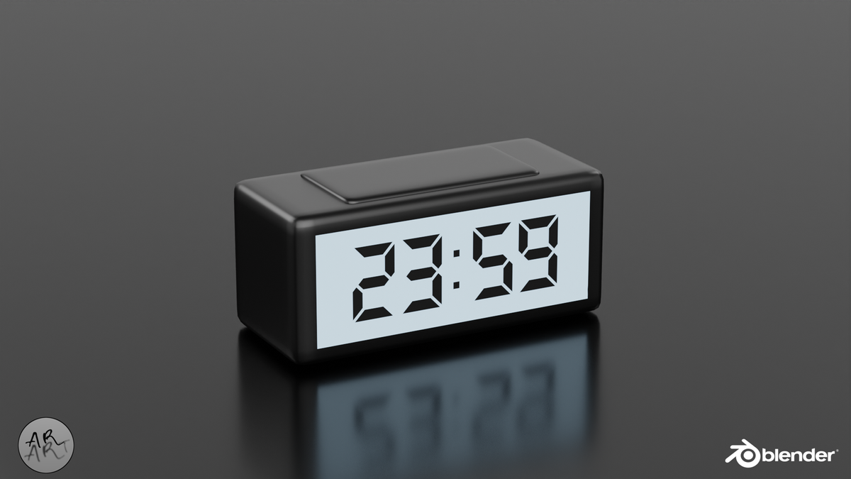 Render of Digital Clock in perspective view