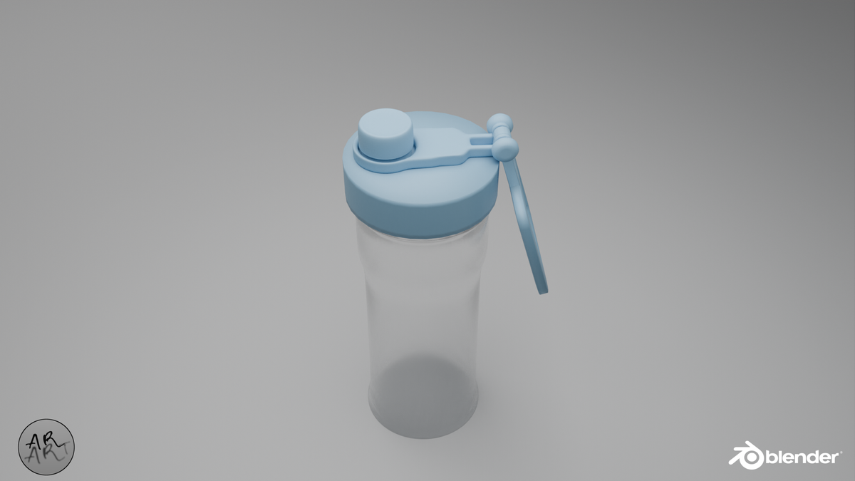 Render of Water Bottle in perspective view