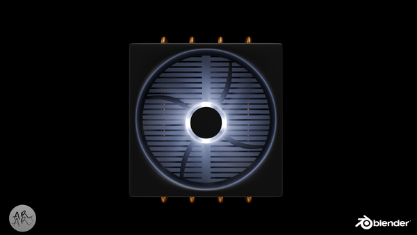 Render of CPU Cooler in orthographic view