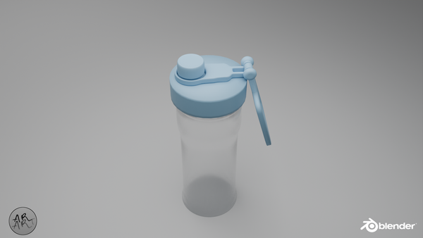 Render of Water Bottle in perspective view